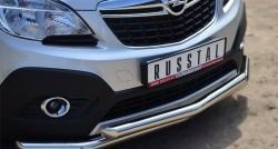 17 999 р. Защита переднего бампера (2 трубыØ63 мм, нержавейка) SLITKOFF Opel Mokka  дорестайлинг (2012-2016)  с доставкой в г. Вологда. Увеличить фотографию 2