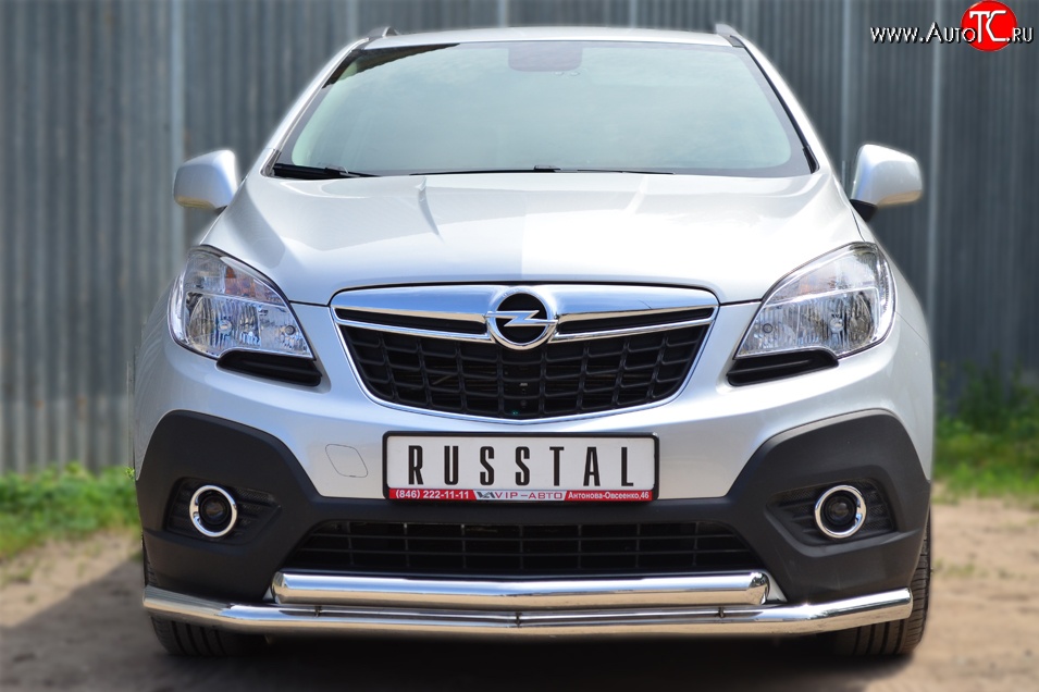 17 999 р. Защита переднего бампера (2 трубыØ63 мм, нержавейка) SLITKOFF Opel Mokka  дорестайлинг (2012-2016)  с доставкой в г. Вологда