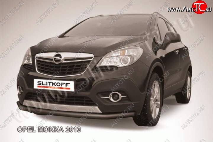 8 599 р. защита переднего бампера Slitkoff Opel Mokka  дорестайлинг (2012-2016) (Цвет: серебристый)  с доставкой в г. Вологда