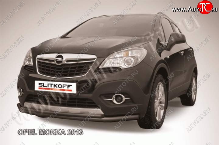 9 999 р. Защита переднего бампер Slitkoff Opel Mokka  дорестайлинг (2012-2016) (Цвет: серебристый)  с доставкой в г. Вологда