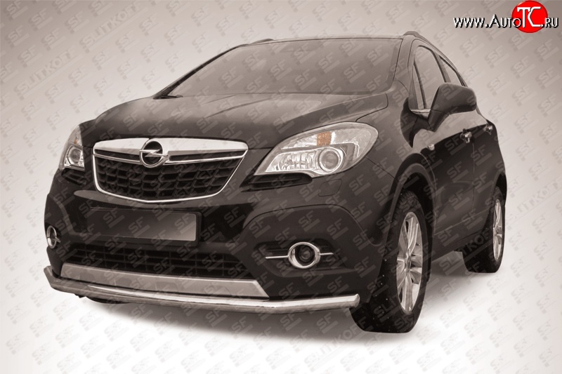 12 299 р. Защита переднего бампера из длинной трубы диаметром 57 мм Slitkoff Opel Mokka  дорестайлинг (2012-2016) (Цвет: нержавеющая полированная сталь)  с доставкой в г. Вологда
