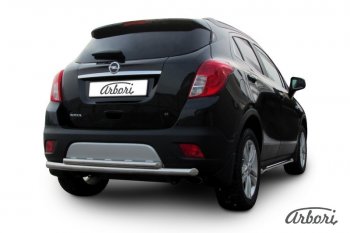 12 869 р. Защита заднего бампера Arbori (нержавейка, 2 трубы d57 и 42 mm). Opel Mokka  дорестайлинг (2012-2016)  с доставкой в г. Вологда. Увеличить фотографию 2