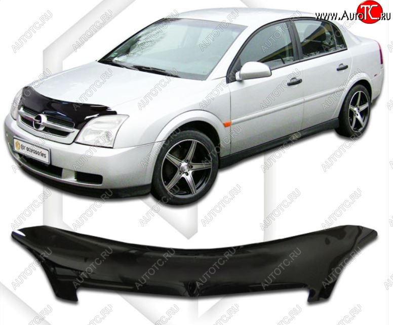 2 079 р. Дефлектор капота CA-Plastic Opel Vectra C седан дорестайлинг (2002-2005) (Classic черный, Без надписи)  с доставкой в г. Вологда