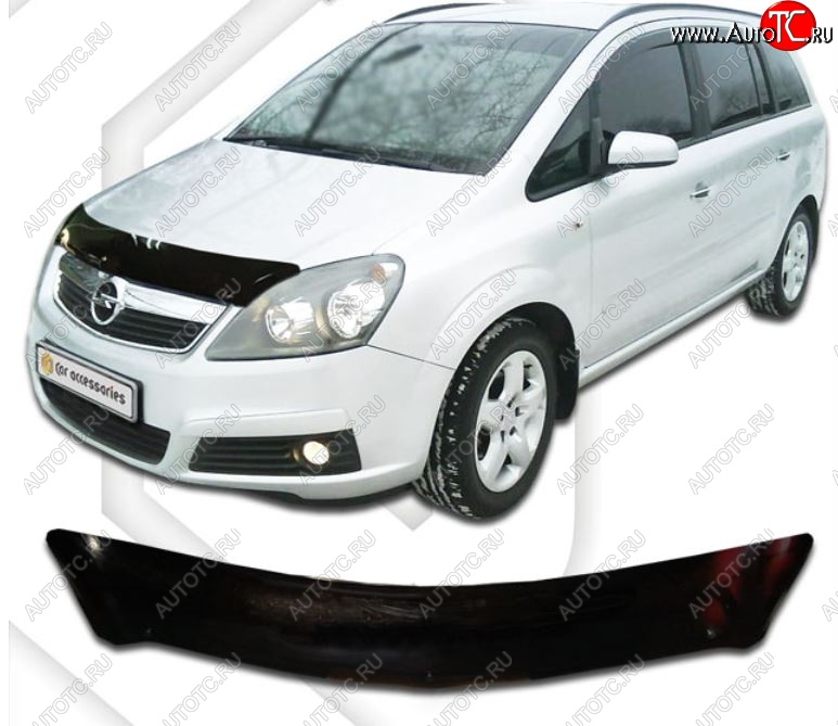1 899 р. Дефлектор капота CA-Plastic  Opel Zafira  В (2005-2015) дорестайлинг, рестайлинг (Classic черный, Без надписи)  с доставкой в г. Вологда