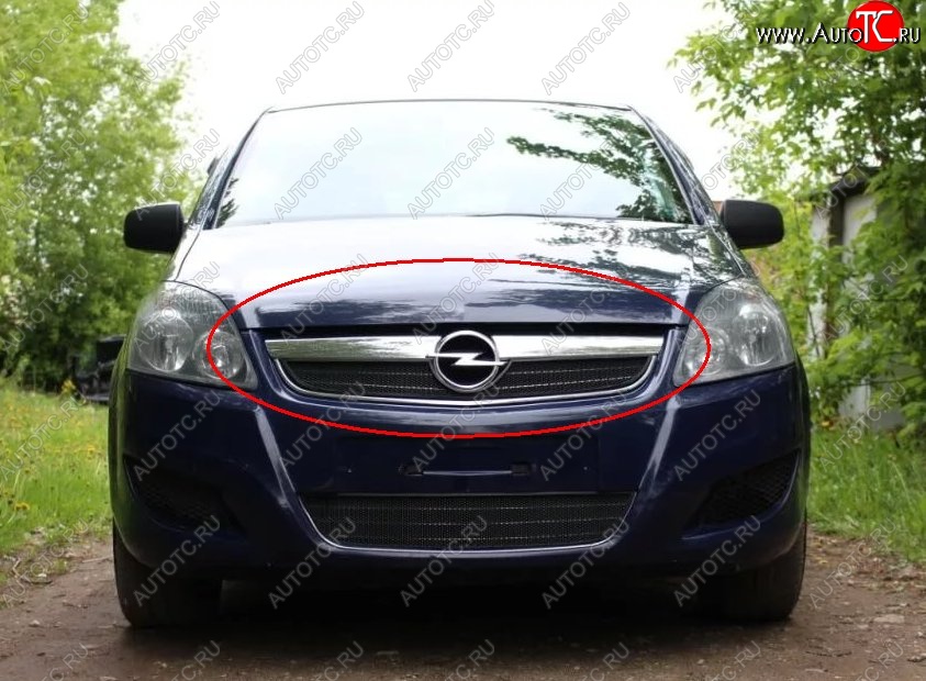 1 469 р. Сетка в решетку радиатора Russtal Opel Zafira В рестайлинг (2007-2015) (черная)  с доставкой в г. Вологда
