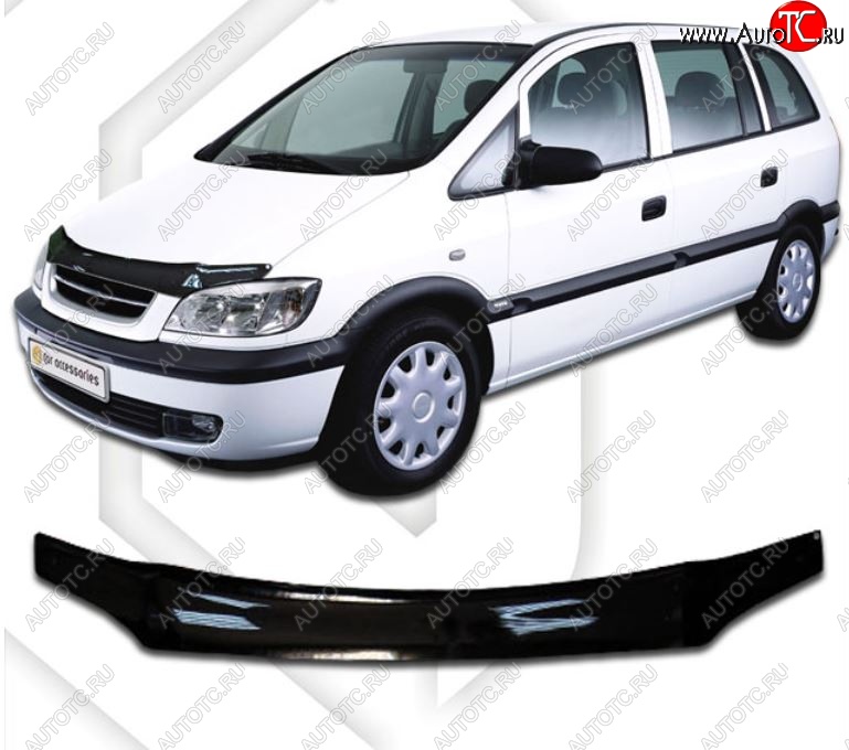1 999 р. Дефлектор капота CA-Plastic Opel Zafira A (1999-2006) (Classic черный, Без надписи)  с доставкой в г. Вологда