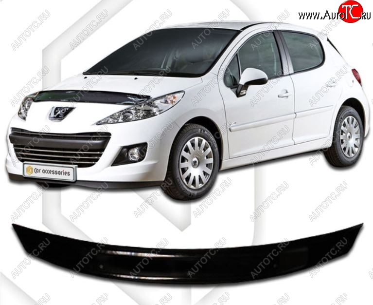 1 899 р. Дефлектор капота CA-Plastic Peugeot 207 WK универсал рестайлинг (2009-2012) (Classic черный, Без надписи)  с доставкой в г. Вологда
