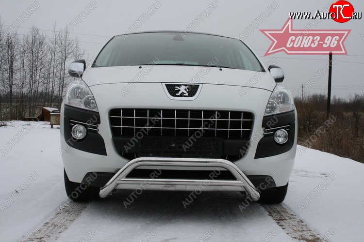 13 319 р. Защита переднего бампера Souz-96 (d60/42) Peugeot 3008 дорестайлинг (2009-2013)  с доставкой в г. Вологда