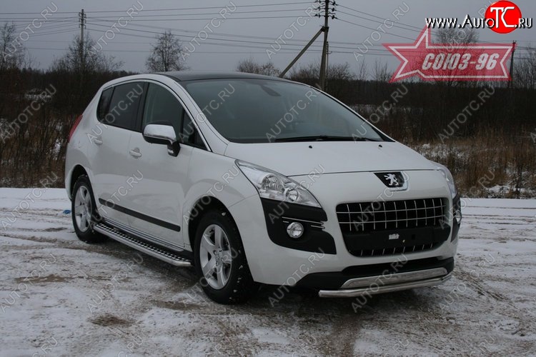 14 309 р. Одинарная защита переднего бампера диаметром трубы 60 мм Souz-96 Peugeot 3008 дорестайлинг (2009-2013)  с доставкой в г. Вологда