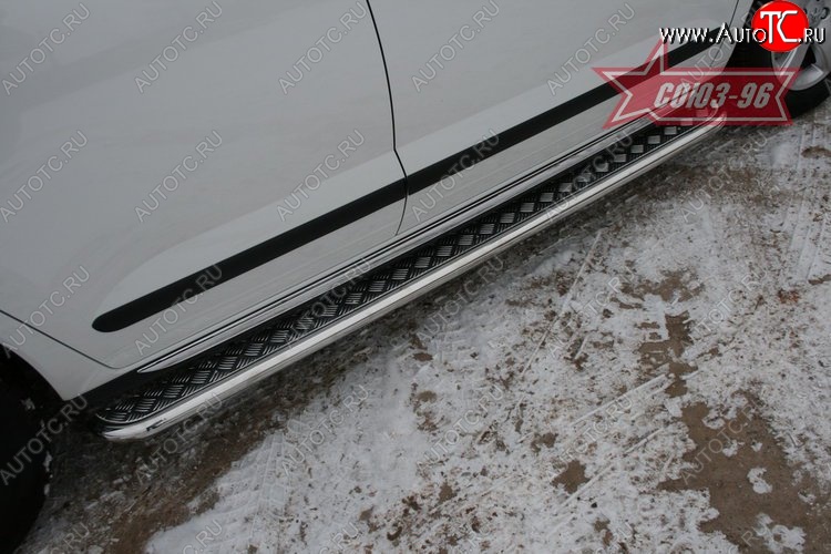 12 959 р. Защита штатных порогов с листом Souz-96 (d42) Peugeot 3008 рестайлинг (2013-2017)  с доставкой в г. Вологда