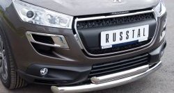 20 399 р. Защита переднего бампера (2 трубыØ76 и 63 мм, нержавейка) SLITKOFF Peugeot 4008 (2012-2017)  с доставкой в г. Вологда. Увеличить фотографию 2