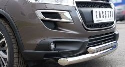 20 399 р. Защита переднего бампера (2 трубыØ76 и 63 мм, нержавейка) SLITKOFF Peugeot 4008 (2012-2017)  с доставкой в г. Вологда. Увеличить фотографию 3