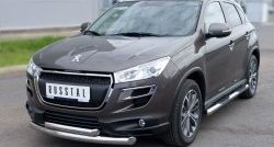20 399 р. Защита переднего бампера (2 трубыØ76 и 63 мм, нержавейка) SLITKOFF Peugeot 4008 (2012-2017)  с доставкой в г. Вологда. Увеличить фотографию 4
