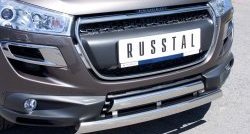16 849 р. Защита переднего бампера (2 трубыØ75х42 мм, нержавейка) Russtal Peugeot 4008 (2012-2017)  с доставкой в г. Вологда. Увеличить фотографию 2