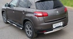 12 799 р. Защита заднего бампера (Ø76 и 42 мм, нержавейка) SLITKOFF Peugeot 4008 (2012-2017) (с короткой верхней трубой)  с доставкой в г. Вологда. Увеличить фотографию 4