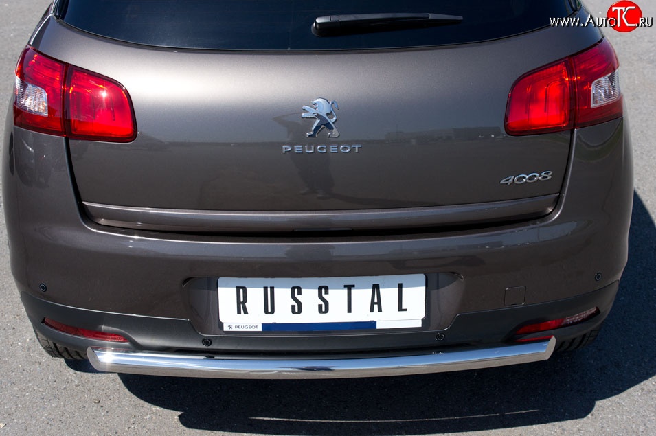 13 449 р. Одинарная защита заднего бампера из трубы диаметром 63 мм SLITKOFF Peugeot 4008 (2012-2017)  с доставкой в г. Вологда