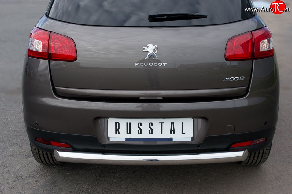 13 949 р. Одинарная защита заднего бампера из трубы диаметром 76 мм SLITKOFF Peugeot 4008 (2012-2017)  с доставкой в г. Вологда