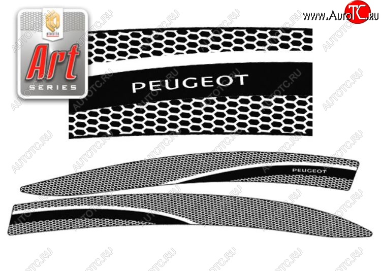 2 199 р. Дефлектора окон CA-Plastic  Peugeot 408 (2010-2017)  дорестайлинг (Серия Art белая, Без хром.молдинга)  с доставкой в г. Вологда