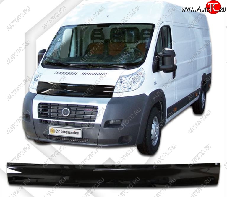 1 899 р. Дефлектор капота CA-Plastic  Peugeot Boxer  250 (2006-2014) (Classic черный, Без надписи)  с доставкой в г. Вологда