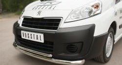 20 999 р. Защита переднего бампера (2 трубыØ63 и 42 мм, нержавейка) SLITKOFF Peugeot Expert G9 минивэн дорестайлинг (2007-2013)  с доставкой в г. Вологда. Увеличить фотографию 2