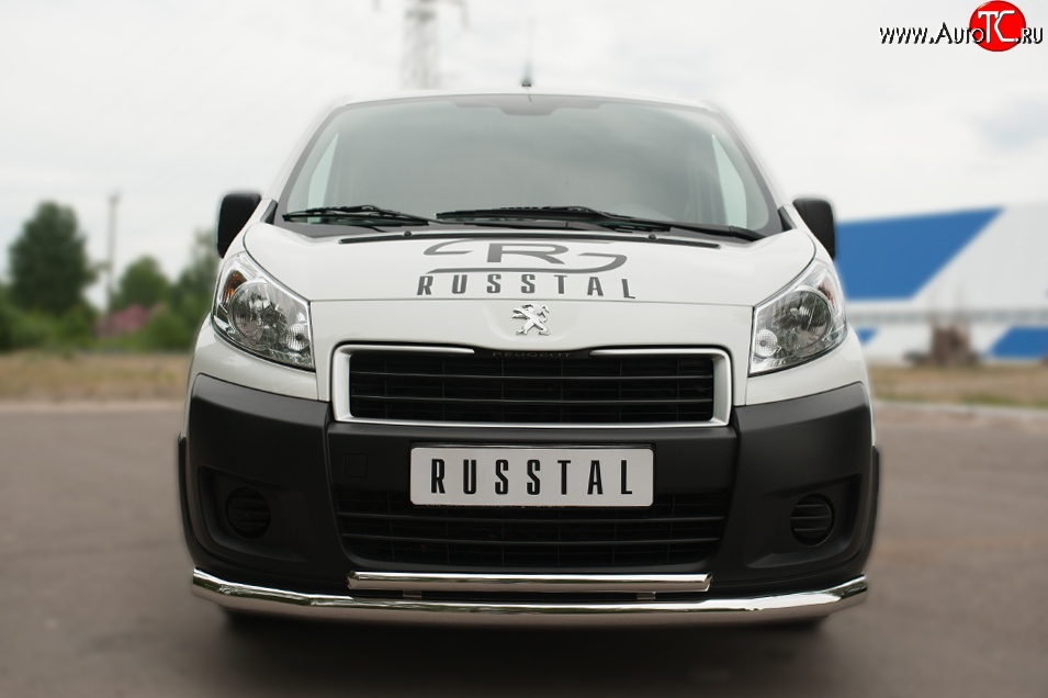 20 999 р. Защита переднего бампера (2 трубыØ63 и 42 мм, нержавейка) SLITKOFF Peugeot Expert G9 минивэн дорестайлинг (2007-2013)  с доставкой в г. Вологда
