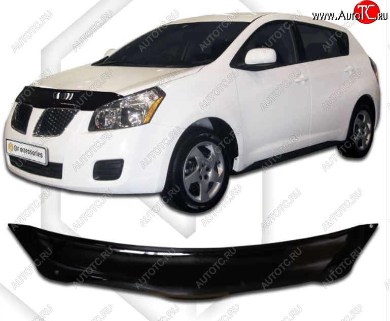 1 999 р. Дефлектор капота CA-Plastic  Pontiac Vibe  AZE (2008-2010) (Classic черный, Без надписи)  с доставкой в г. Вологда