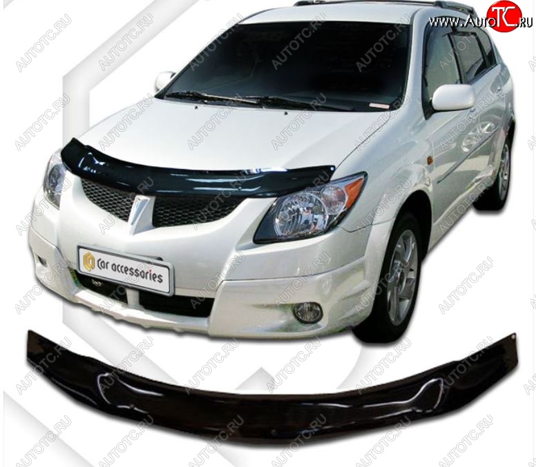 2 699 р. Дефлектор капота CA-Plastic  Pontiac Vibe  ZZE (2002-2008) дорестайлинг, рестайлинг (серия Classic черный, Без надписи)  с доставкой в г. Вологда