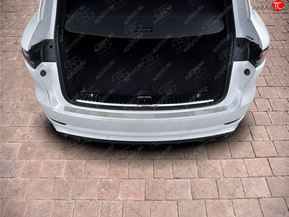2 899 р. Защитная накладка заднего бампера на Russtal Porsche Cayenne PO536 (2018-2025) (Нержавейка полированная)  с доставкой в г. Вологда