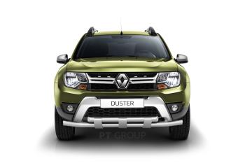 27 199 р. Защита переднего бампера PT GROUP двойная с пластинами Ø63/63мм (НПС) RENAULT Duster 2016- Renault Duster HS рестайлинг (2015-2021) (Нержавеющая полированная сталь)  с доставкой в г. Вологда. Увеличить фотографию 3