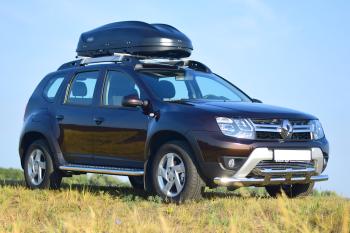 27 199 р. Защита переднего бампера PT GROUP двойная с пластинами Ø63/63мм (НПС) RENAULT Duster 2016- Renault Duster HS рестайлинг (2015-2021) (Нержавеющая полированная сталь)  с доставкой в г. Вологда. Увеличить фотографию 5