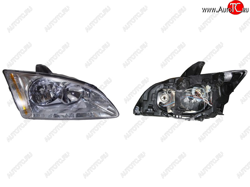 3 599 р. Правая фара SAT (хром) Ford Focus 2  седан дорестайлинг (2004-2008)  с доставкой в г. Вологда