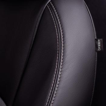 6 799 р. Чехлы для сидений Lord Autofashion Турин (экокожа, сплошная спинка, 2 П-образных подголовника) Renault Duster HS дорестайлинг (2010-2015) (Черный, вставка серая)  с доставкой в г. Вологда. Увеличить фотографию 6