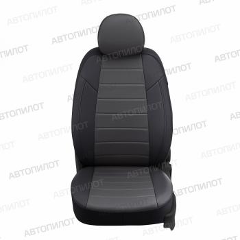 8 399 р. Чехлы на сиденья Экокожа (раздел. 40/60 без подлокот. экокожа) Автопилот Volkswagen Polo Mk6 лифтбек (2020-2022) (черный/темно-серый)  с доставкой в г. Вологда. Увеличить фотографию 3