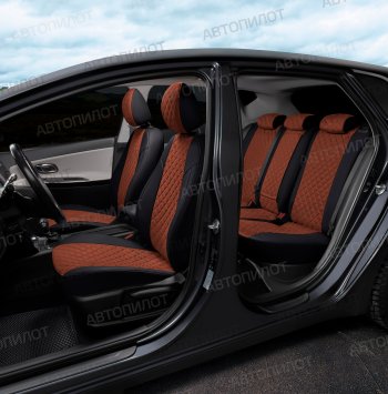 10 249 р. Чехлы сидений (экокожа/алькантара, спл.) Автопилот Ромб BMW 3 серия E46 седан дорестайлинг (1998-2001) (черный/темно-коричневый)  с доставкой в г. Вологда. Увеличить фотографию 6