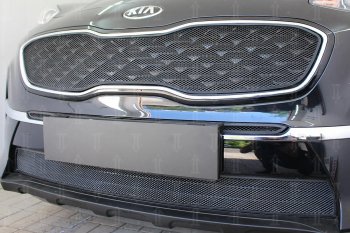 6 249 р. Защитная сетка в бампер (верх, ячейка 4х10 мм) Alfeco Премиум  KIA Sportage  4 QL (2018-2022) рестайлинг (Чёрная)  с доставкой в г. Вологда. Увеличить фотографию 3