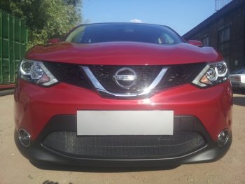 3 199 р. Защитная сетка в бампер (низ, ячейка 3х7 мм) Стрелка11 Стандарт  Nissan Qashqai  2 (2013-2019) J11 дорестайлинг (Чёрная)  с доставкой в г. Вологда. Увеличить фотографию 2