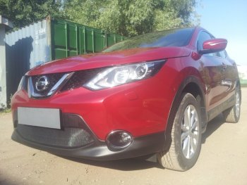 3 199 р. Защитная сетка в бампер (низ, ячейка 3х7 мм) Стрелка11 Стандарт  Nissan Qashqai  2 (2013-2019) J11 дорестайлинг (Чёрная)  с доставкой в г. Вологда. Увеличить фотографию 3