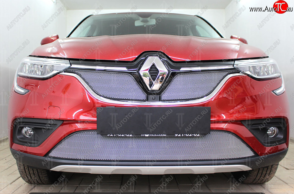 4 999 р. Защитная сетка в бампер (низ, ячейка 4х10 мм) Стрелка11 Премиум Renault Arkana (2019-2025) (Хром)  с доставкой в г. Вологда