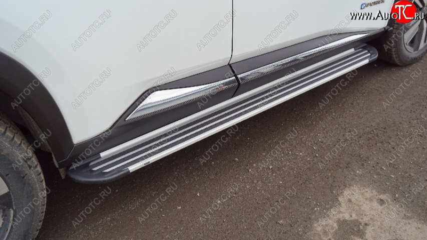 21 999 р. Пороги алюминиевые Slim Line ТСС Тюнинг Nissan X-trail 4 T33 дорестайлинг (2021-2025) (Silver)  с доставкой в г. Вологда