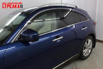 6 999 р. Дефлекторы окон 2D с хром накладками Стрелка11  INFINITI QX70  S51 (2013-2020) (черные)  с доставкой в г. Вологда. Увеличить фотографию 2