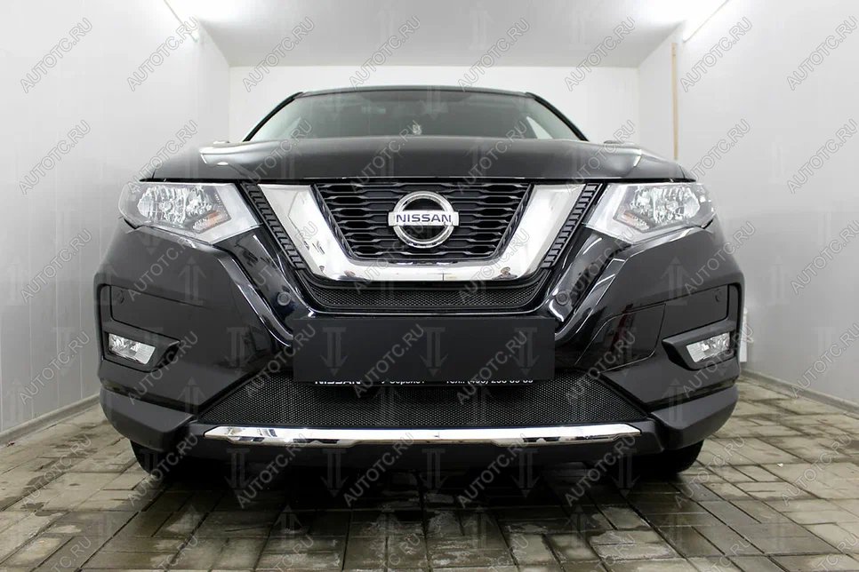 3 099 р. Защита радиатора (низ) Стрелка11 Стандарт Nissan X-trail 3 T32 рестайлинг (2017-2022) (черная)  с доставкой в г. Вологда
