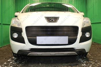 3 079 р. Защита радиатора (верх) Стрелка11 Стандарт Peugeot 3008 дорестайлинг (2009-2013) (черная)  с доставкой в г. Вологда. Увеличить фотографию 2