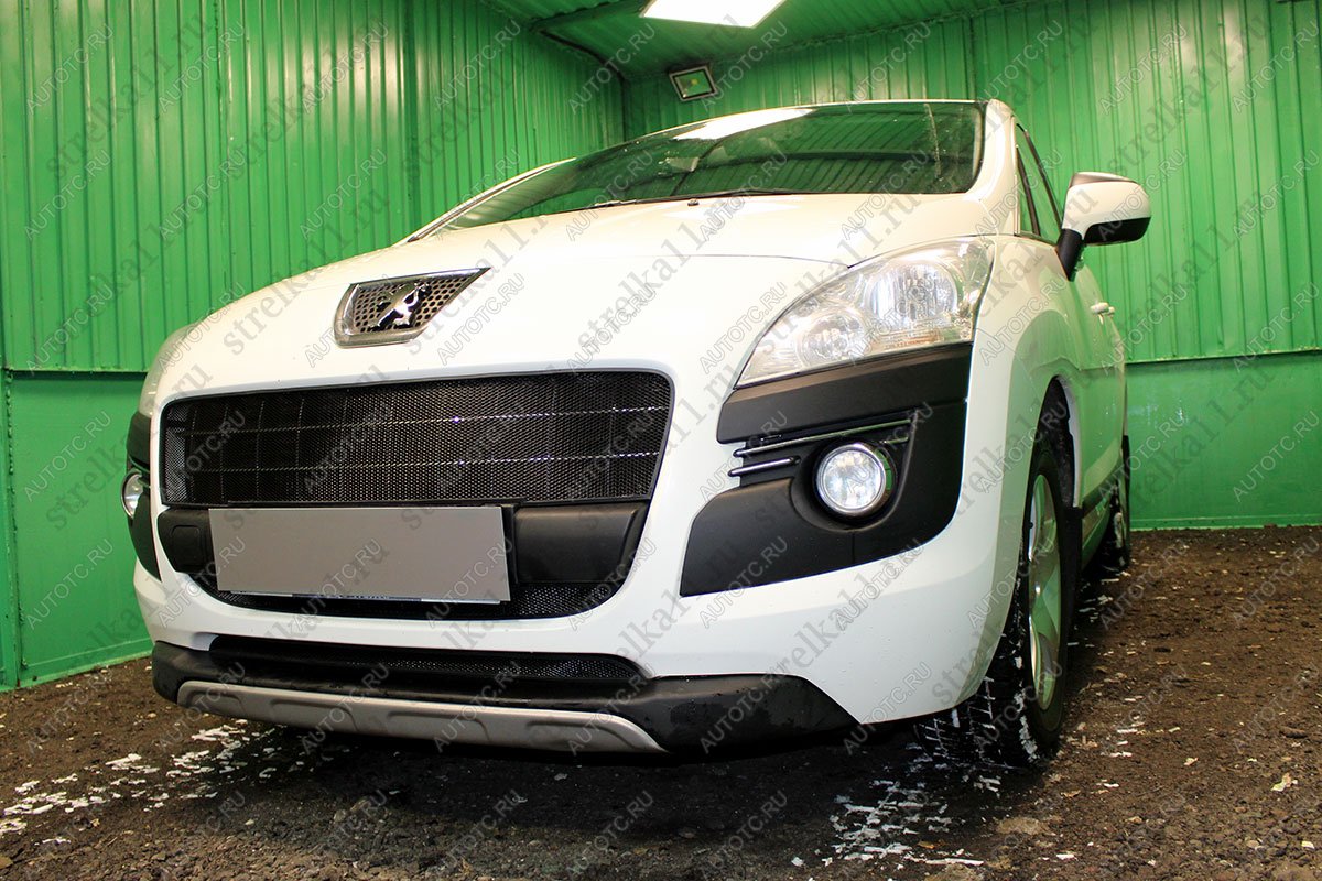 2 349 р. Защита радиатора (середина) Стрелка11 Стандарт Peugeot 3008 дорестайлинг (2009-2013) (черная)  с доставкой в г. Вологда