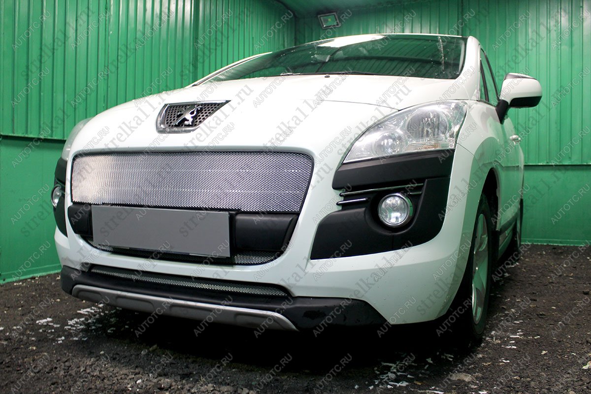 2 479 р. Защита радиатора (середина) Стрелка11 Стандарт  Peugeot 3008 (2009-2013) дорестайлинг (хром)  с доставкой в г. Вологда