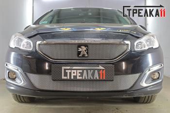 3 499 р. Защита радиатора (низ) Стрелка11 Стандарт  Peugeot 408 (2015-2022) рестайлинг (хром)  с доставкой в г. Вологда. Увеличить фотографию 2