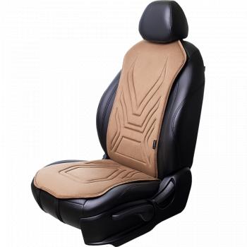 2 579 р. Накидка на сиденье (1 место Афины) ЛЮКС ст АЛЬБИОН Lord Autofashion KIA Optima 2 MG седан (2005-2010) (бежевый, строчка коричневая)  с доставкой в г. Вологда. Увеличить фотографию 3