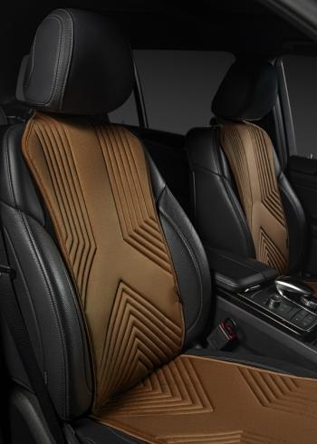 2 579 р. Накидка на сиденье (1 место Афины) ЛЮКС ст ВАН ВЭЙ Lord Autofashion SOUEAST DX8S (2022-2025) (коричневый, строчка коричневая)  с доставкой в г. Вологда. Увеличить фотографию 2