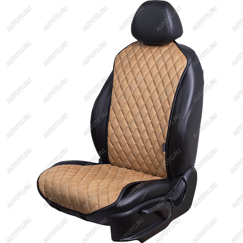 1 189 р. Накидка на сиденье (1 место Каир) ЛЮКС ст РОМБ Lord Autofashion SOUEAST DX8S (2022-2025) (бронза, строчка бежевая)  с доставкой в г. Вологда