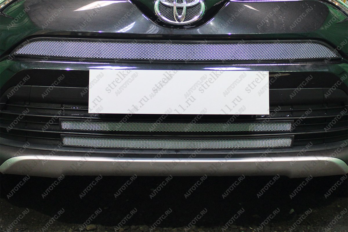 5 249 р. Защита радиатора (2 части низ) Стрелка11 PREMIUM  Toyota RAV4  XA40 (2015-2019) 5 дв. рестайлинг (хром)  с доставкой в г. Вологда