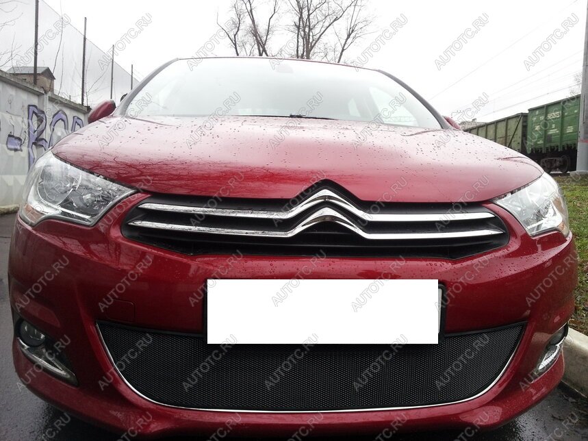 759 р. Зимняя заглушка решетки радиатора Стрелка11 CITROEN C4 B7 хэтчбэк 5 дв. (2011-2018) (черная)  с доставкой в г. Вологда